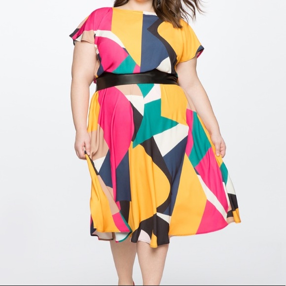 Eloquii Dresses & Skirts - Eloquii Printed Flutter Sleeve Dress 16